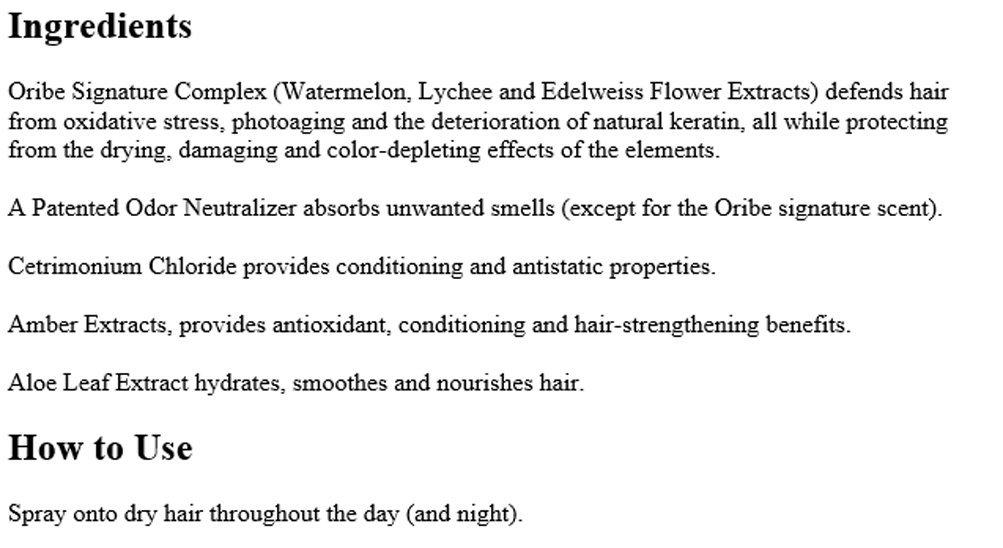 imageOribe Cote dAzur Hair Refresher 2 Fl oz